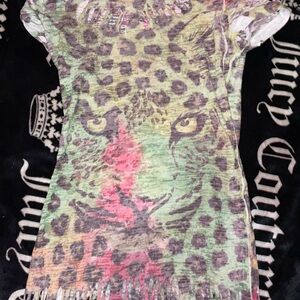 Energie Multicolor Leopard Print Cutout Tee